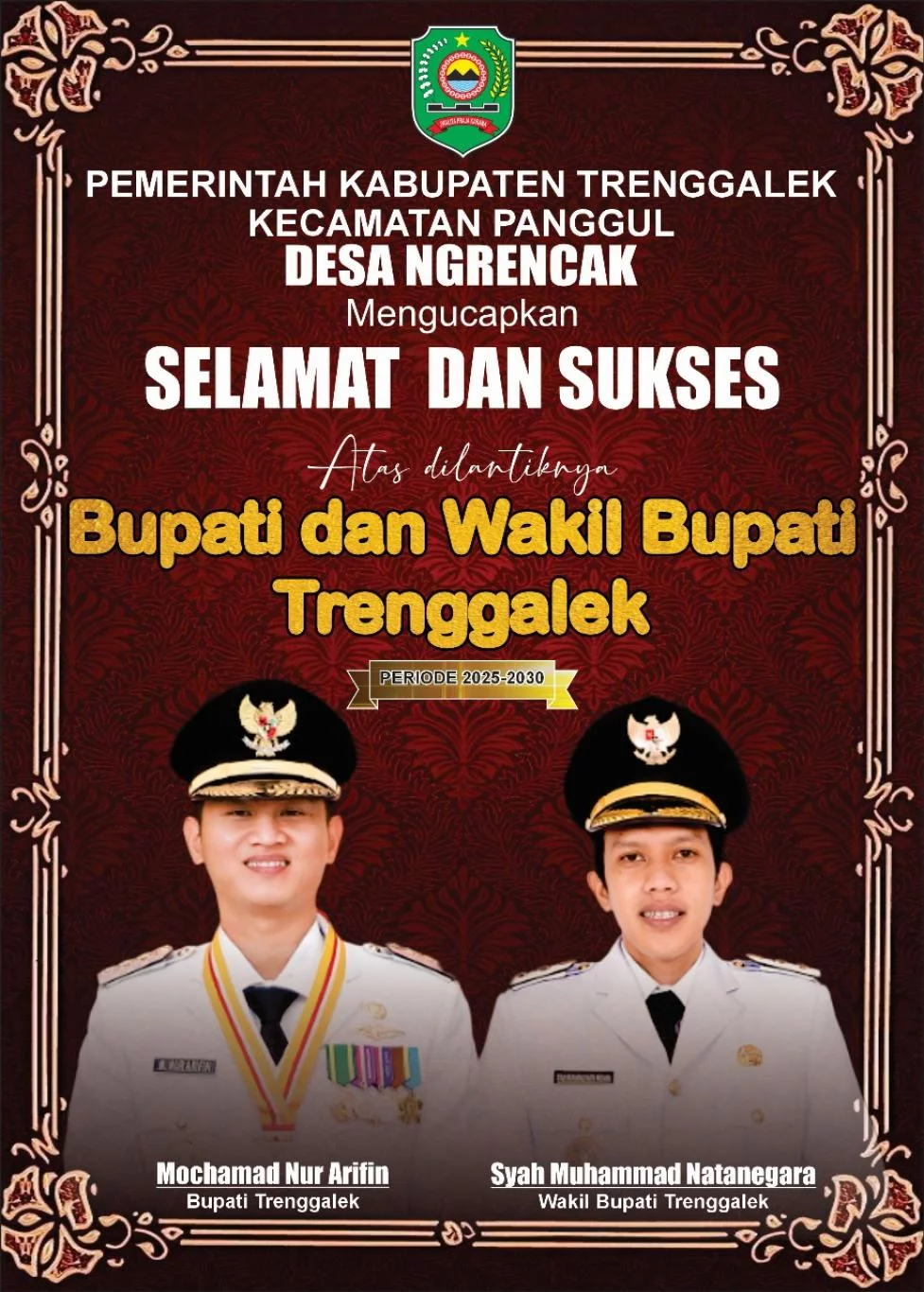 SELAMAT DAN SUKSES atas dilantiknya BUPATI DAN WAKIL BUPATI TRENGGALEK
